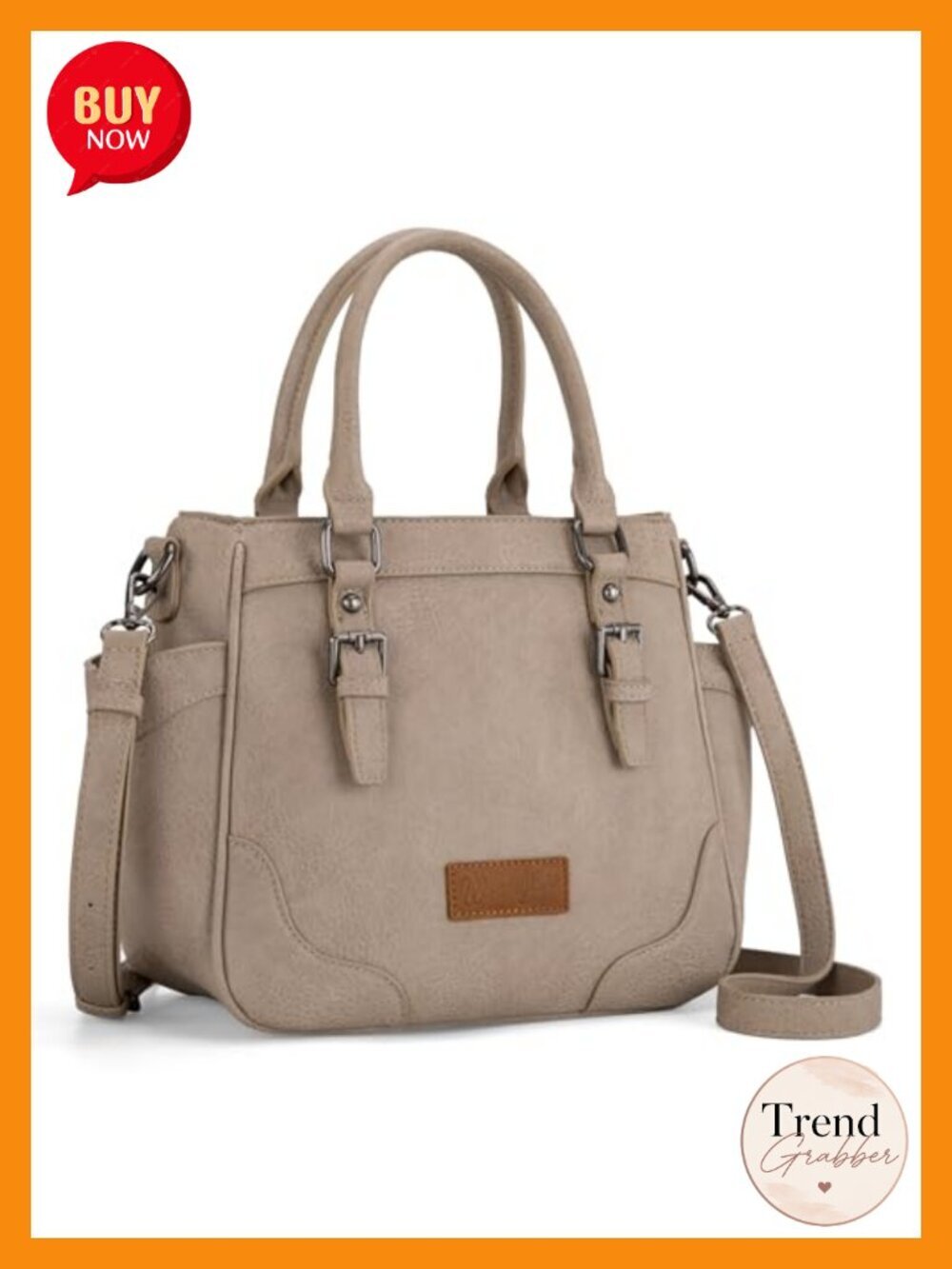 Faux Leather Tote Crossbody Bag with Zipper